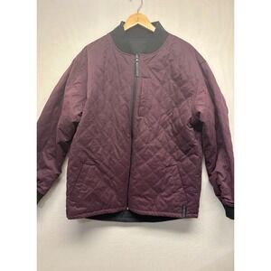 Bylt Full Zip Hi-Lo Reversible Bomber Jacket Mens Plum Black Pocket Band Collar
